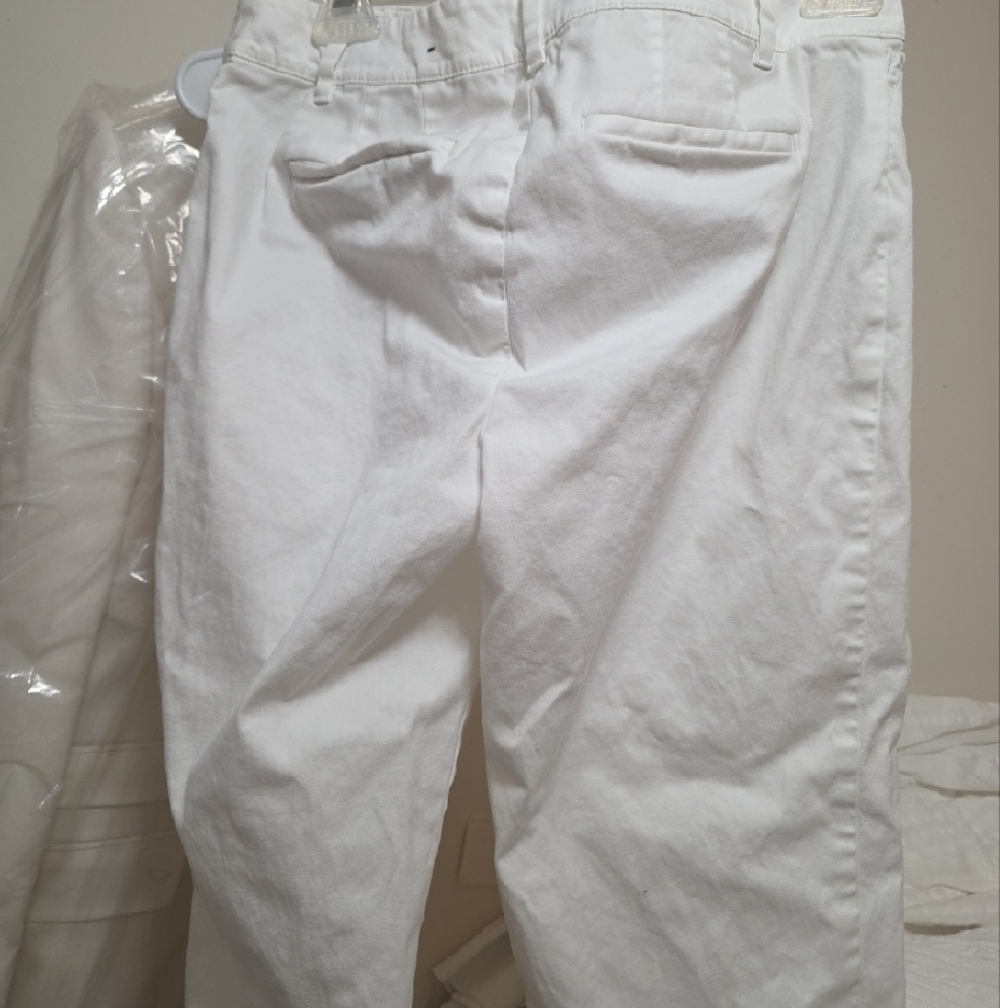 Talbots White Cropped Button Hem Pants - Picture 5 of 6